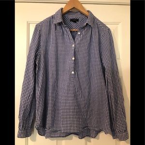 JCrew Gingham Popover Blouse- 12